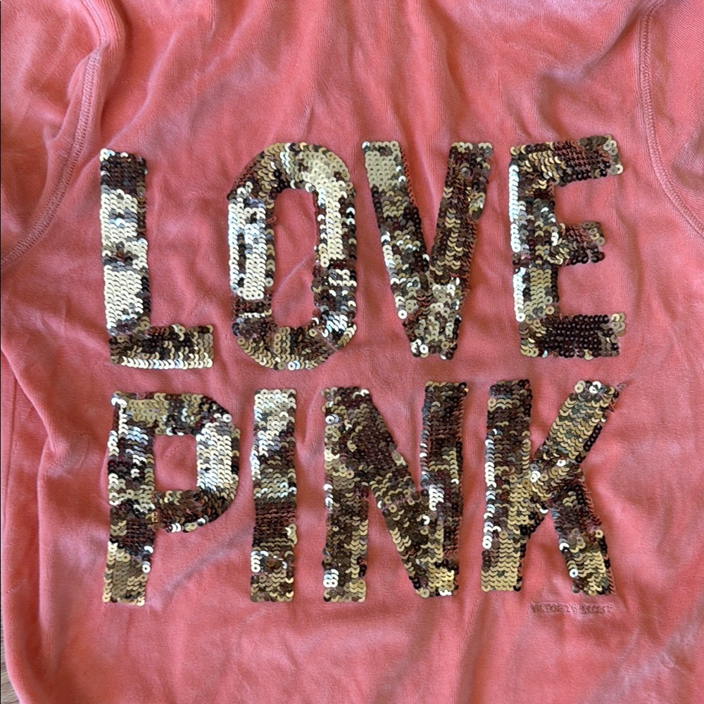 PINK Victoria's Secret Pink and Gold Hoodie